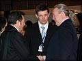  Pavel Rostovtsev, head of the Krasnoyarsk Territory sport agency, merited sport master in biathlon (c), and Stanislav Monchinsky, Director General of Buguchany Hydro Electric Power Plant (r)