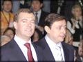 Dmitry Medvedev, presidential candidate, and Alexander Khloponin, Krasnoyarsk Governor (Photo by Alexander Paniotov)