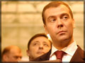  Dmitry Medvedev, presidential candidate (in the foreground), Alexander Khloponin, Krasnoyarsk Governor (behind him) (Photo by Alexander Paniotov)