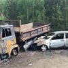 В районе Усть-Маны после ДТП сгорели два автомобиля