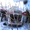 В Красноярске очевидцы пытались потушить загоревшееся авто снегом (видео)