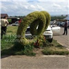 В центре Красноярска пьяный водитель сбил цветочную скульптуру