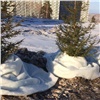 В Красноярске на улицах из-за потепления расстелили искусственный снег