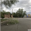 Бушующий в Красноярске ураган ломает деревья и срывает вывески 