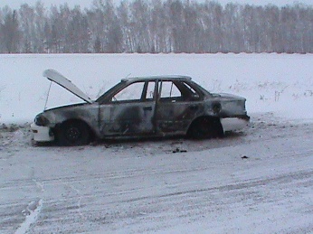 На трассе сгорела машина